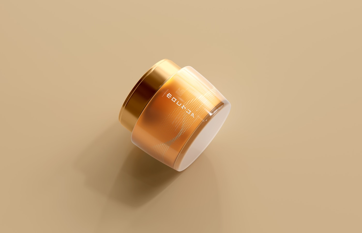 a gold and white container sitting on top of a table