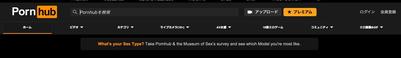Pornhubインターフェース画像