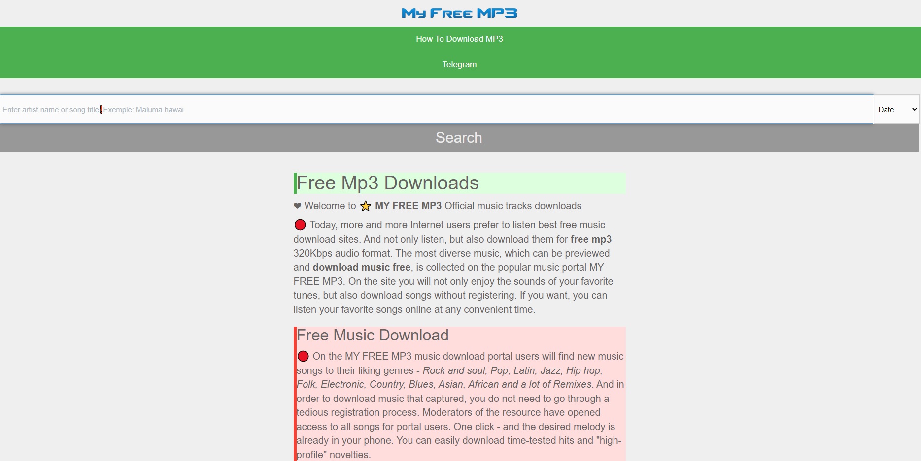MY FREE MP3の検索結果画面