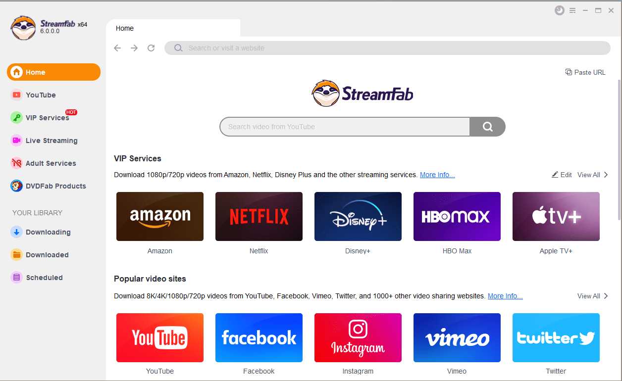 StreamFab site selection