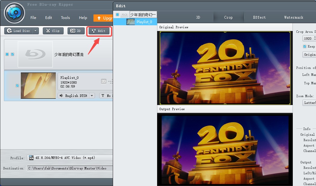Editing options in Blu-ray Master