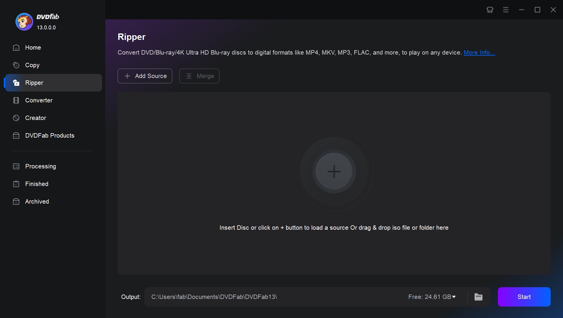 Loading DVD source in DVDFab