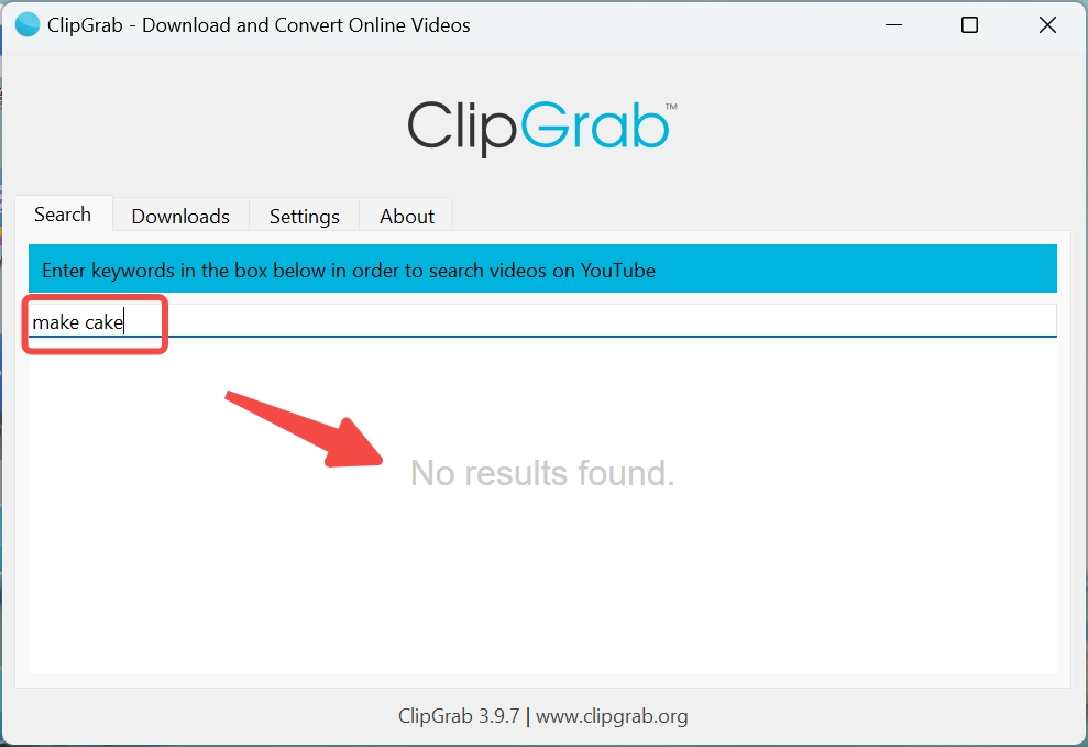 clipgrab review error: search function not returning results