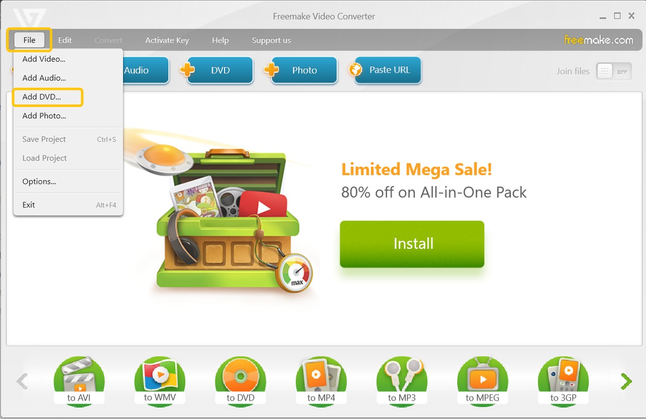 Freemake interface