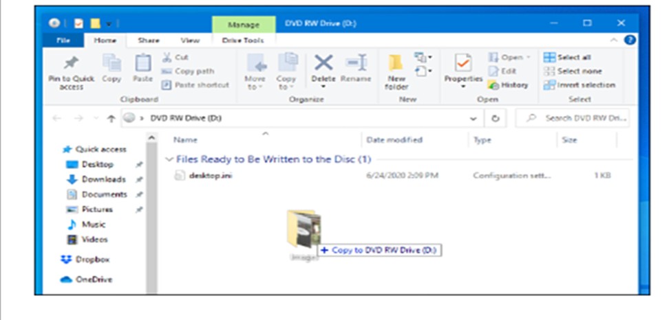 how to burn a cd on windows 10: Files in staging area