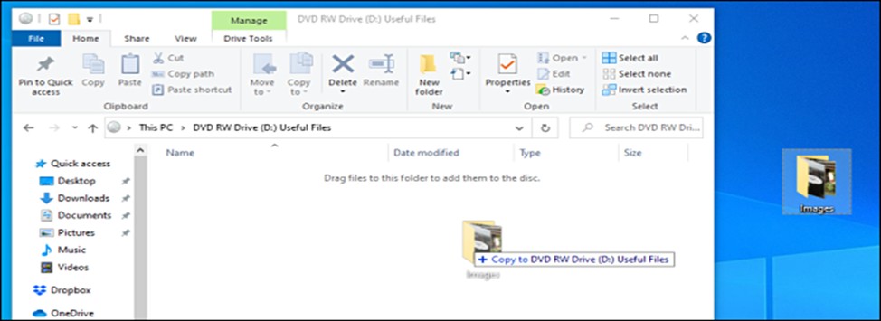 how to burn a cd on windows 10: Dragging files to burn
