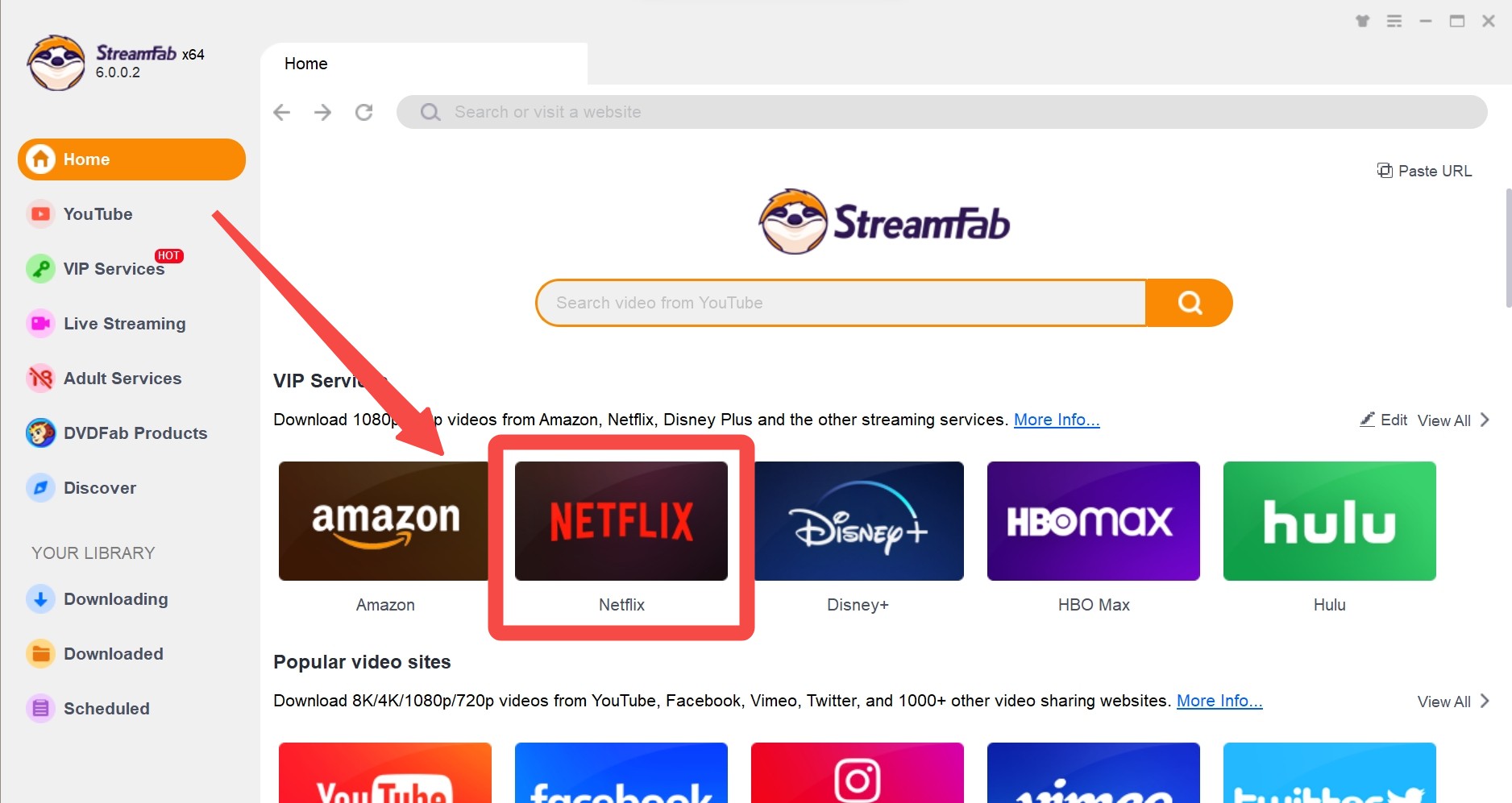 StreamFab's Netflix browsing environment