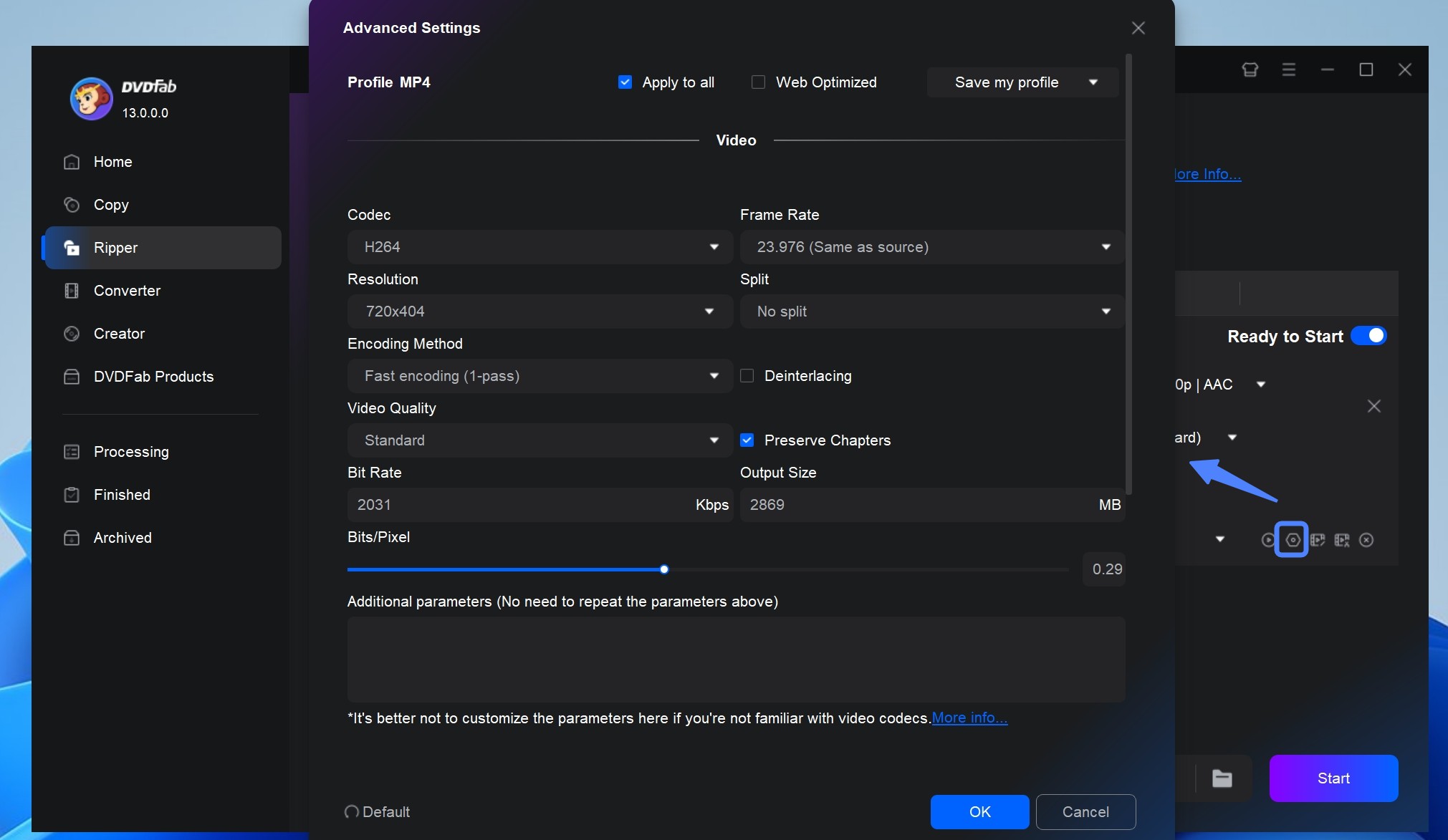 Adjusting chapters and audio tracks