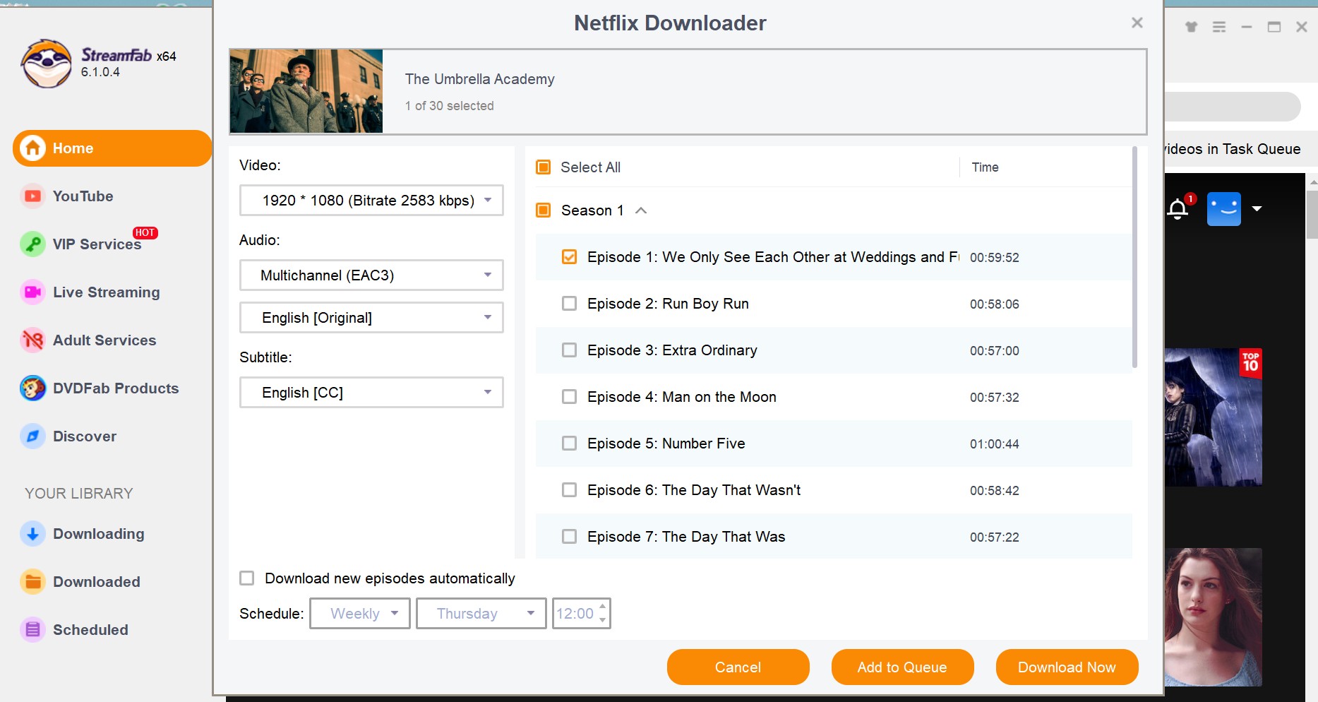 Customizing download options in StreamFab