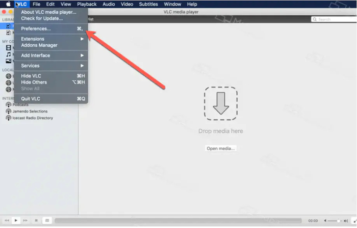 VLC on Mac interface