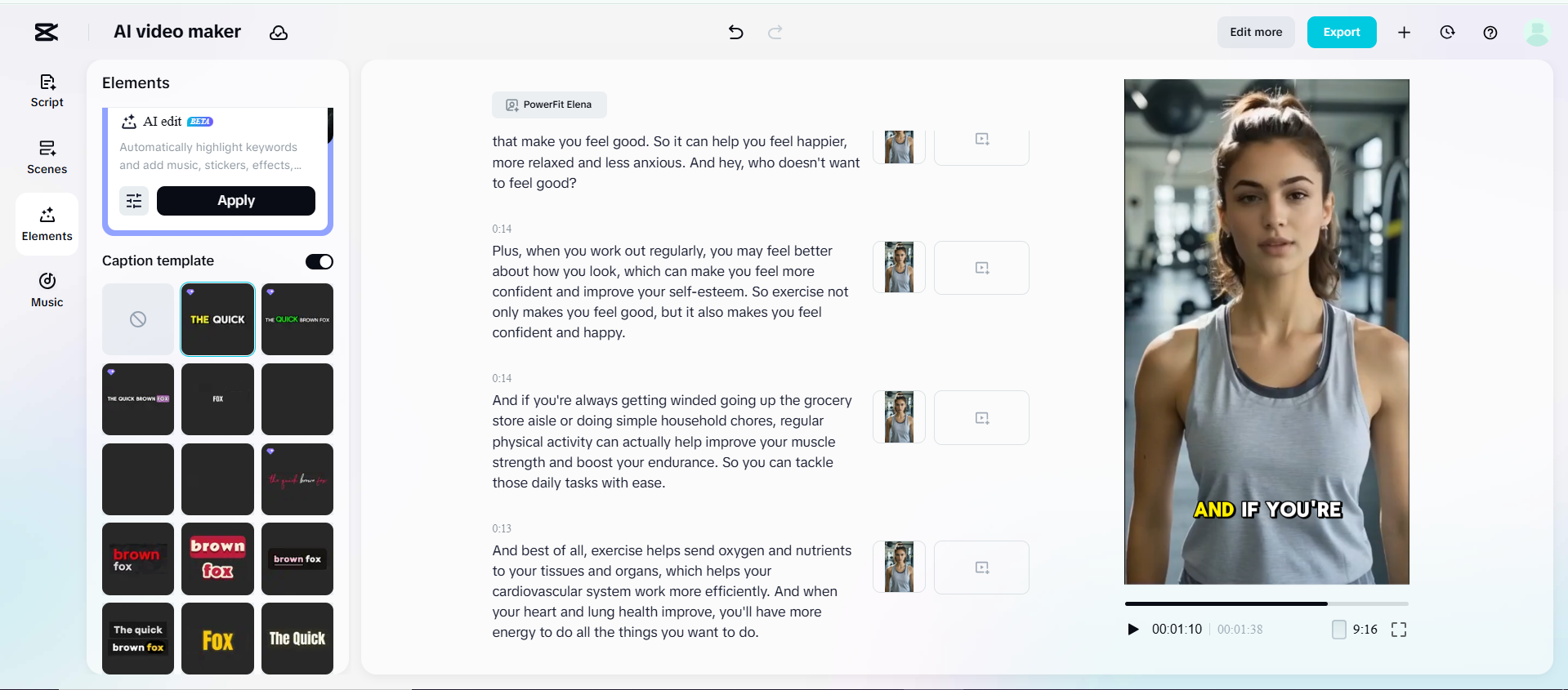 Interface of the CapCut Web - the best tool to add human-like avatars to videos