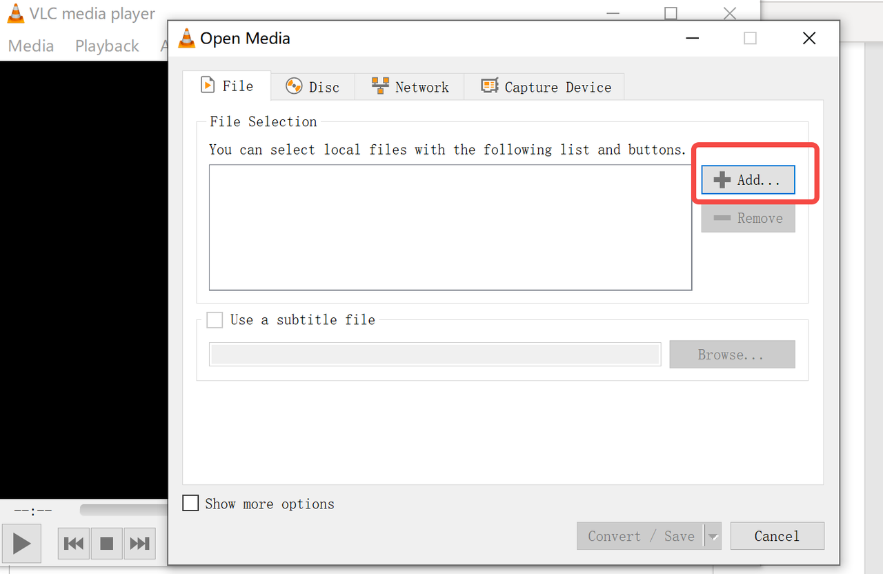 VLC Add File