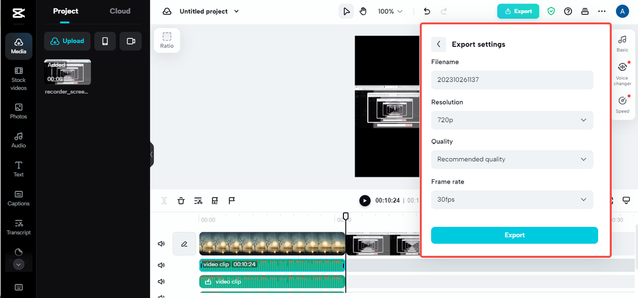 Export and download