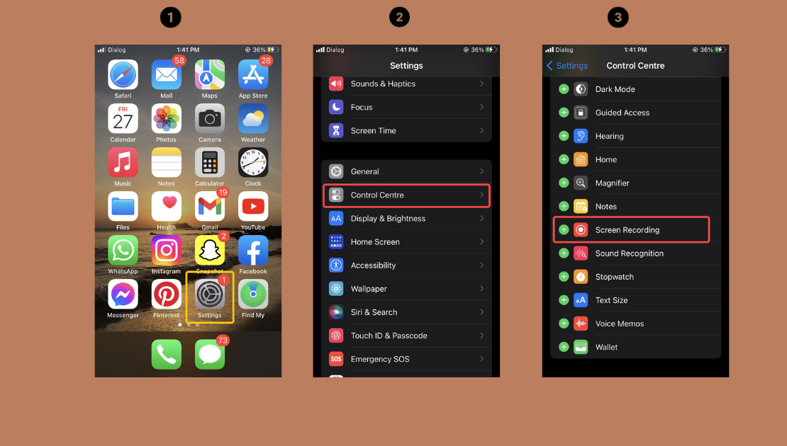 Enable screen recording on your control center