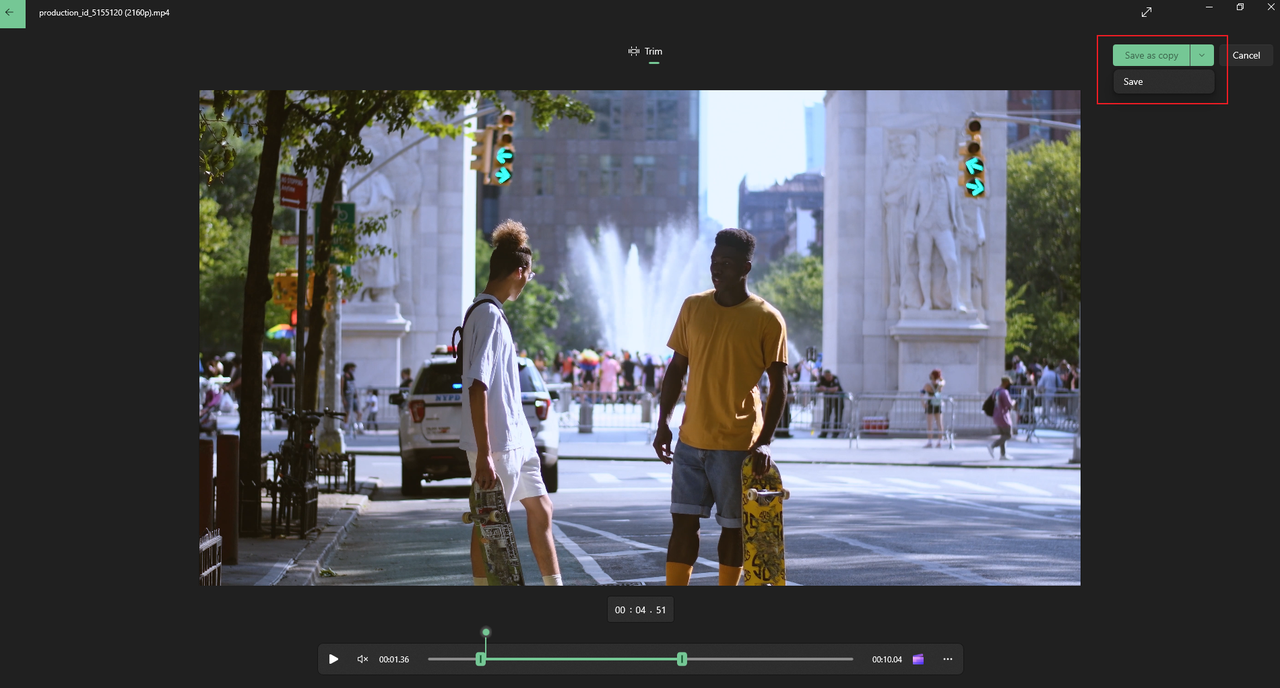 Saving trimmed video