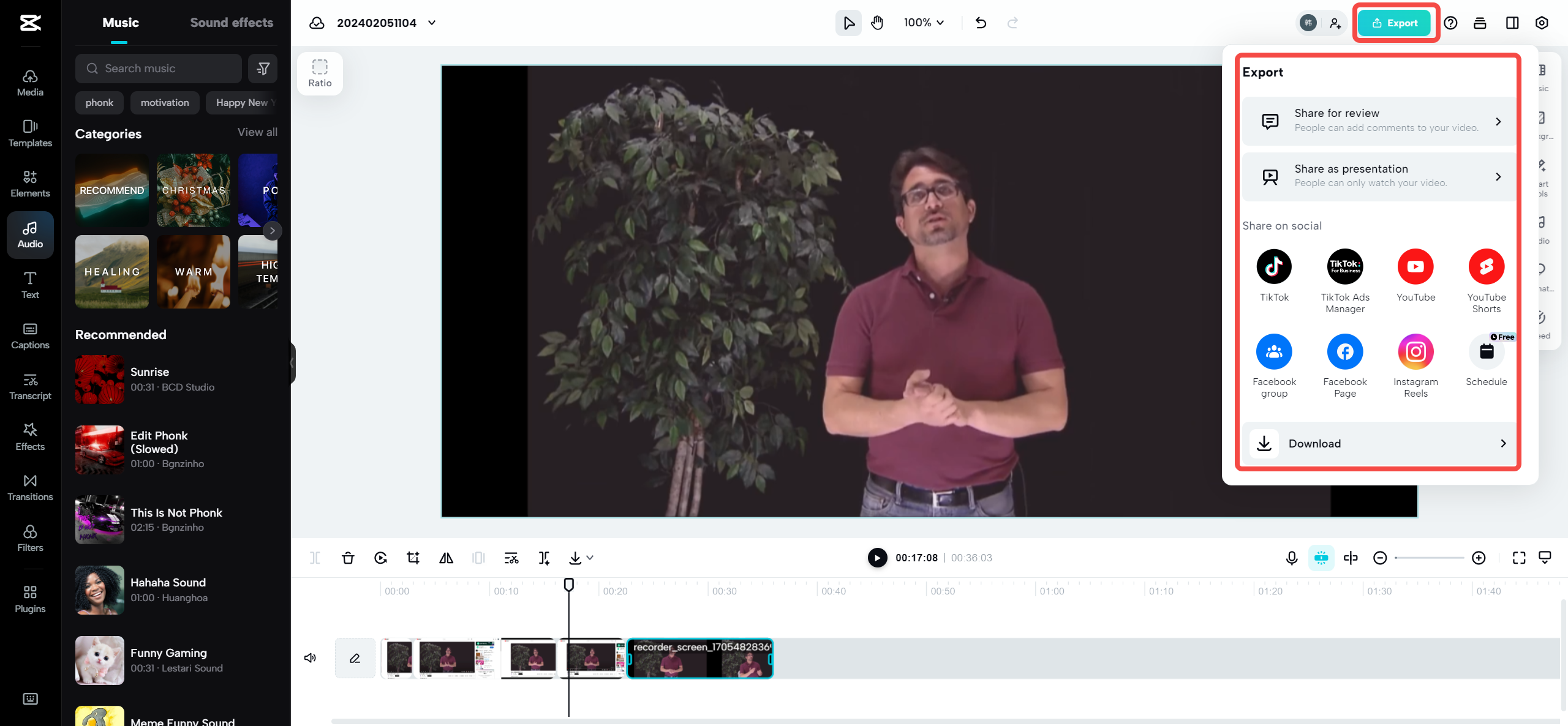 Export and share