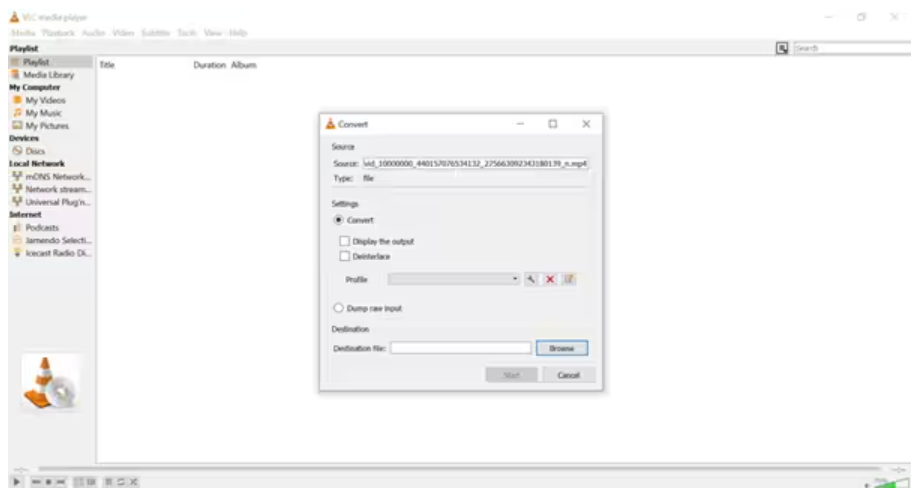 VLC will begin to convert your AVI file to MP4