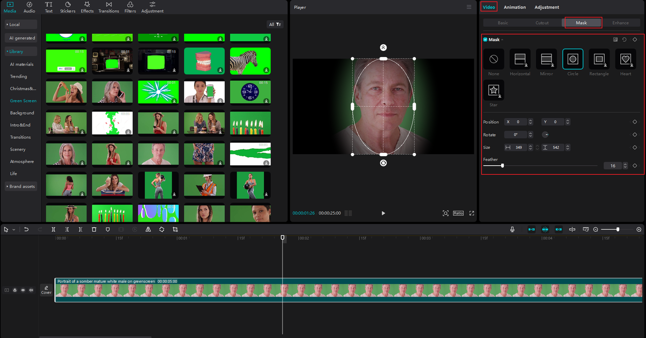 how to remove a chroma key green background with custom removal on the CapCut desktop video editor