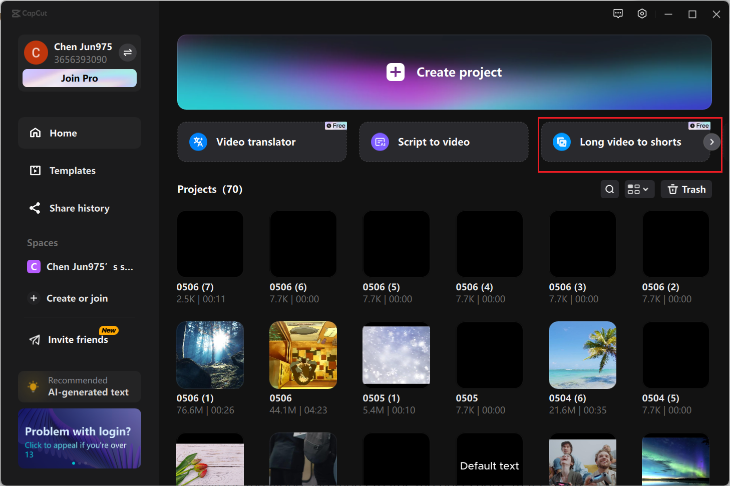 Upload video on CapCut