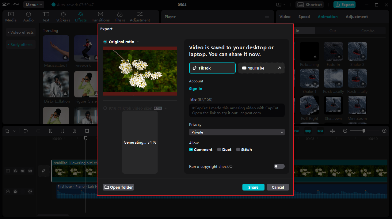 How to share YouTube video on the CapCut desktop video editor