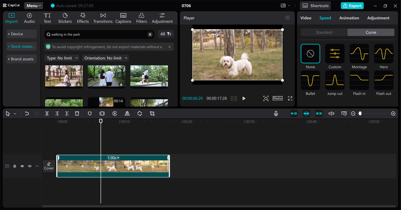 Editing interface of the CapCut desktop video editor