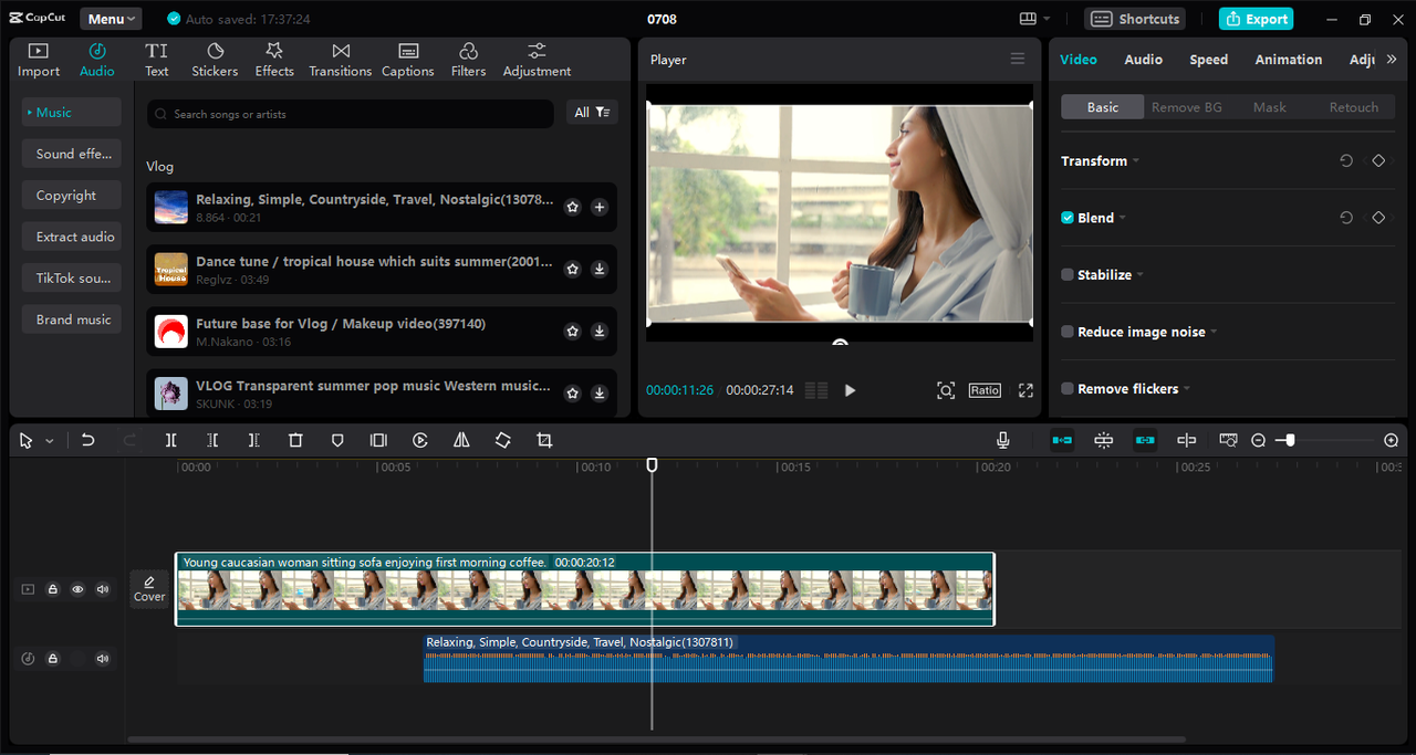 Interface of the CapCut desktop video editor– the best tool for adding captions to Instagram videos