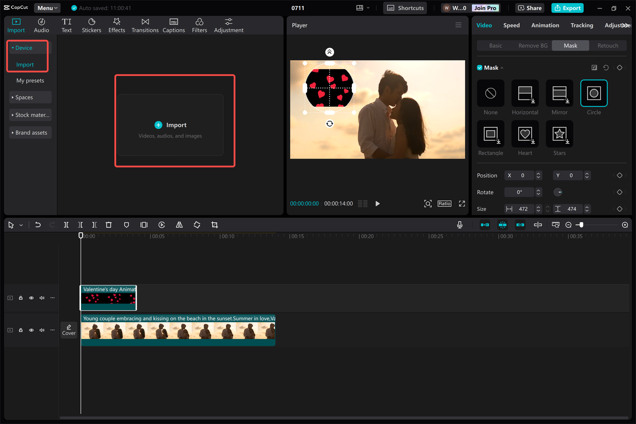 Importing videos and dragging them to the timeline in CapCut desktop video editor