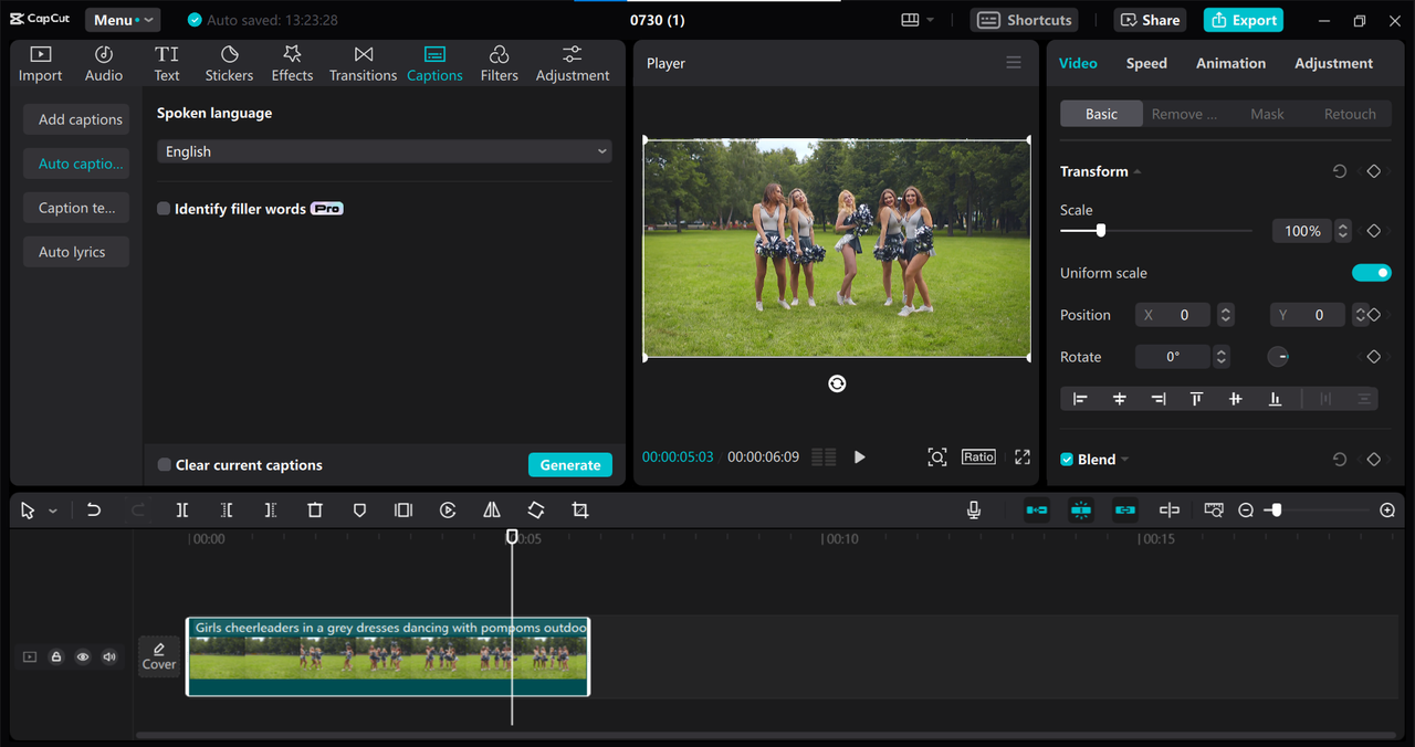 Interface of CapCut desktop video editor - the best way to reverse audio