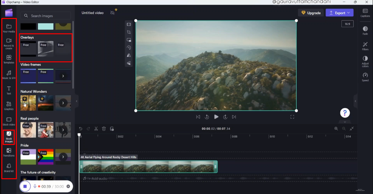 Interface of the Clipchamp - a user-friendly video editor to add the cinematic bar