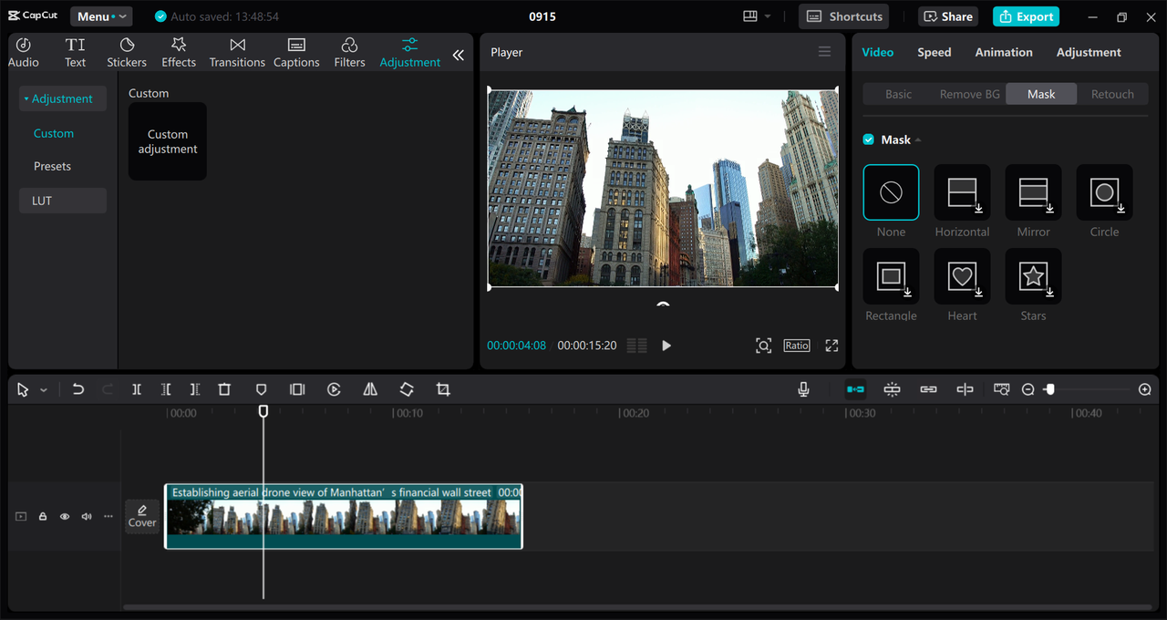 Interface of the CapCut desktop video editor - a PC software to enhance videos