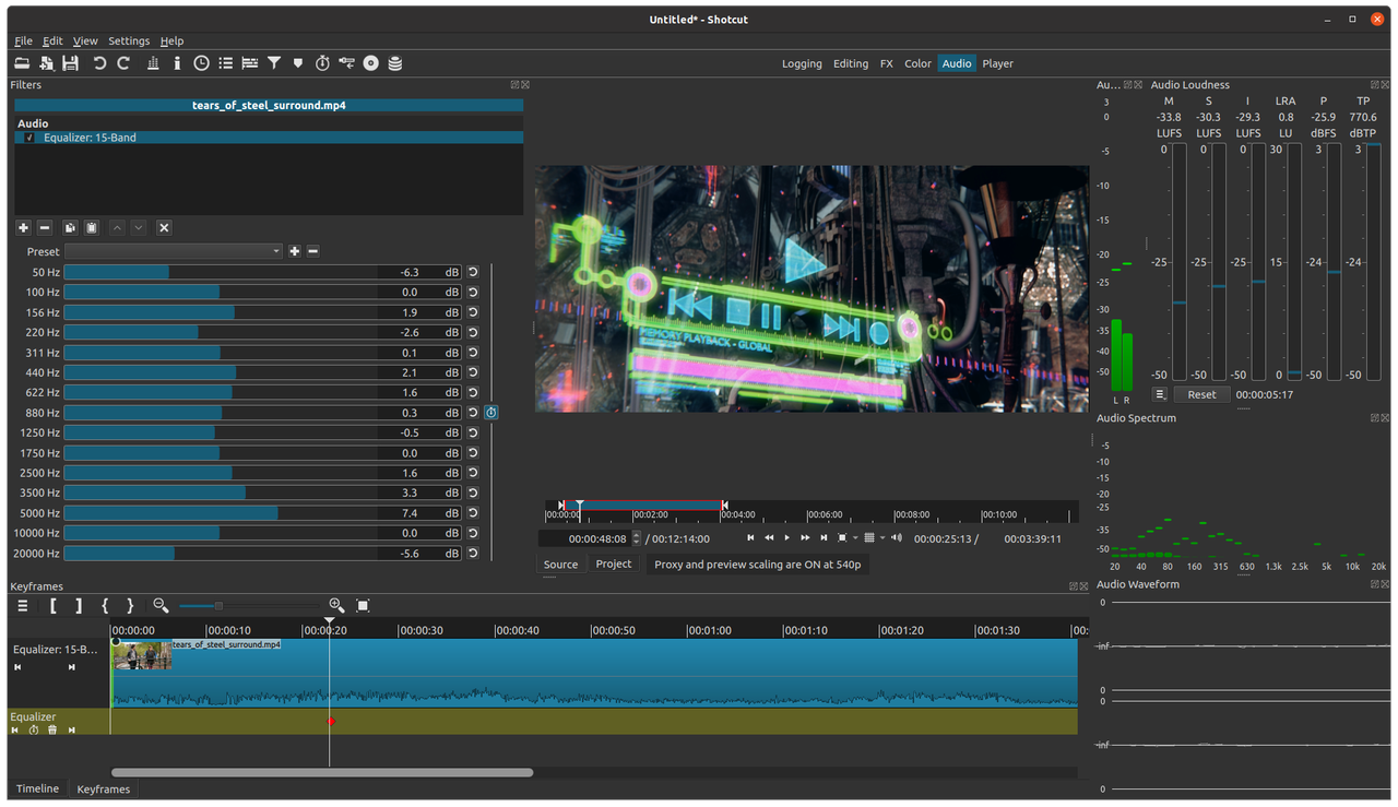 Interface of Shotcut - a versatile video editing software