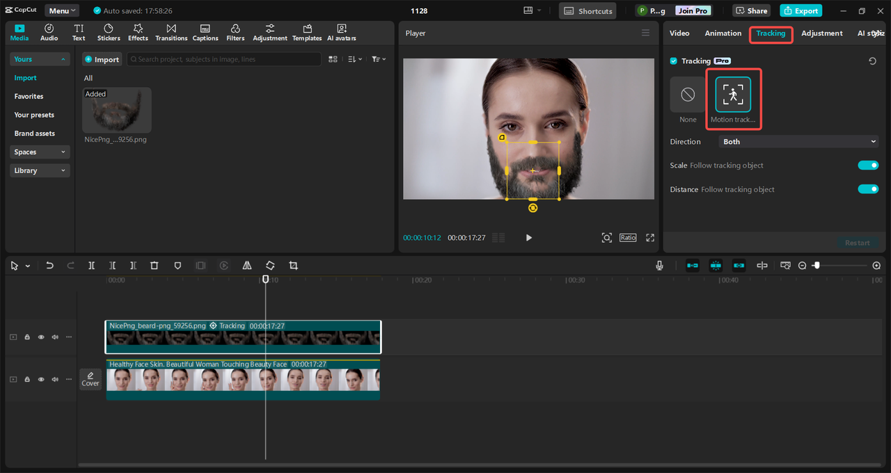 Apply motion tracking