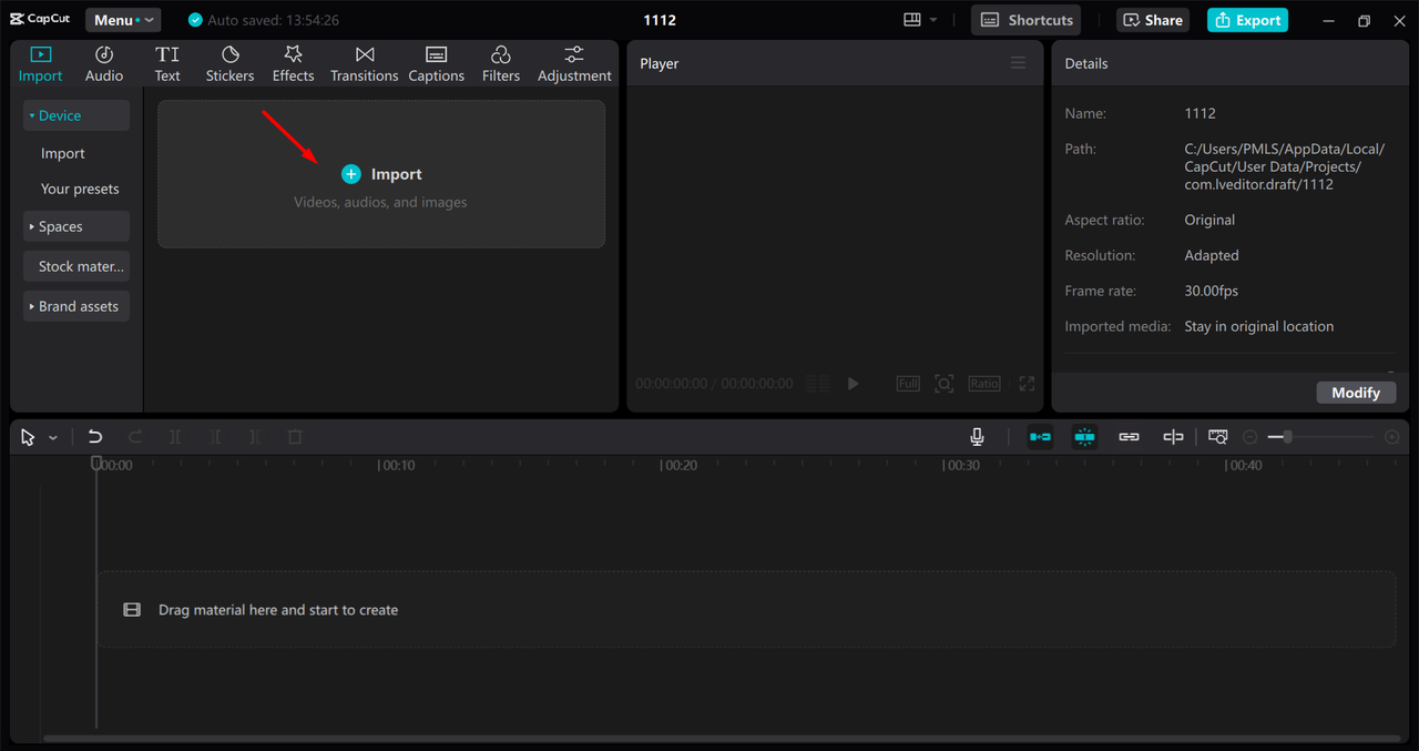 Importing audio files to the CapCut desktop video editor