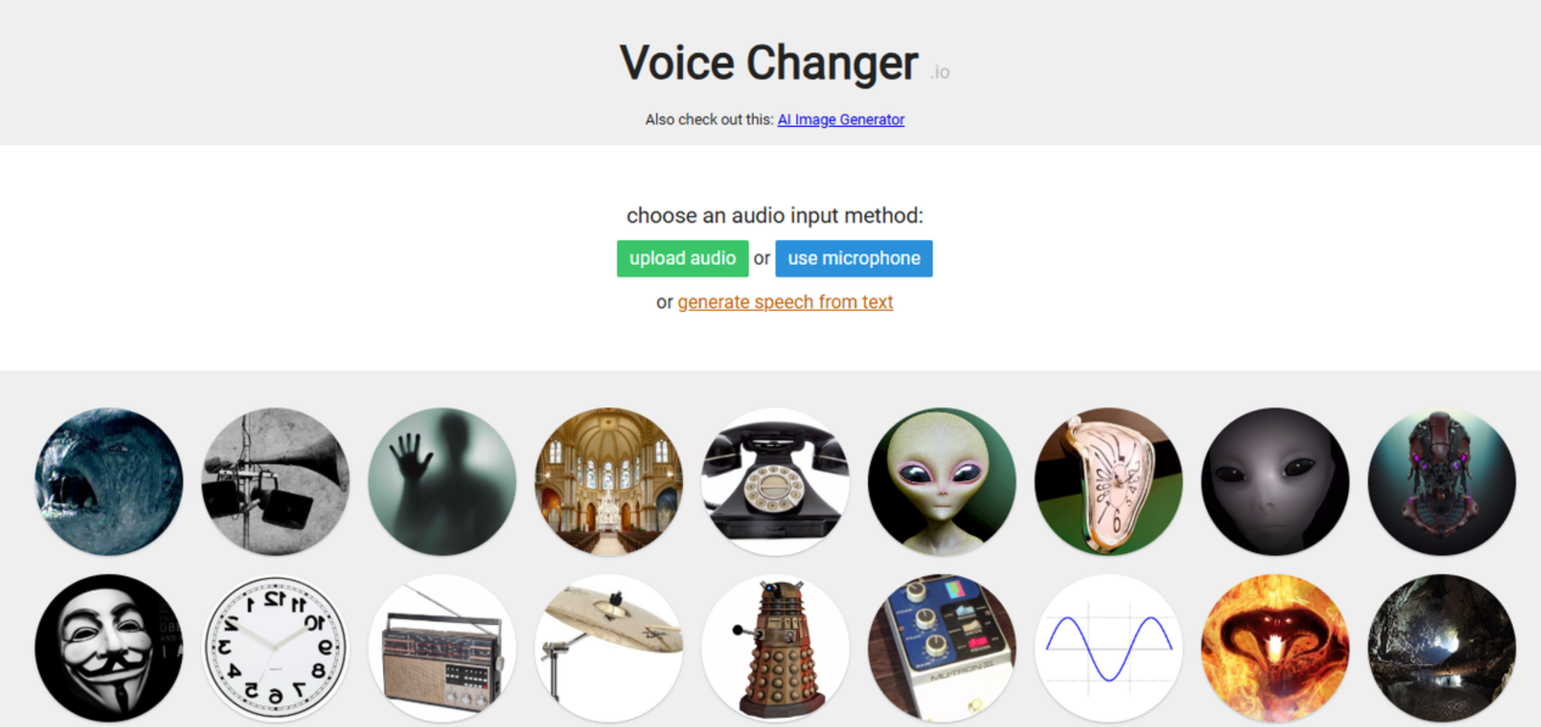 Interface of Voicechanger.io - reliable tool for auto-tune voice free online