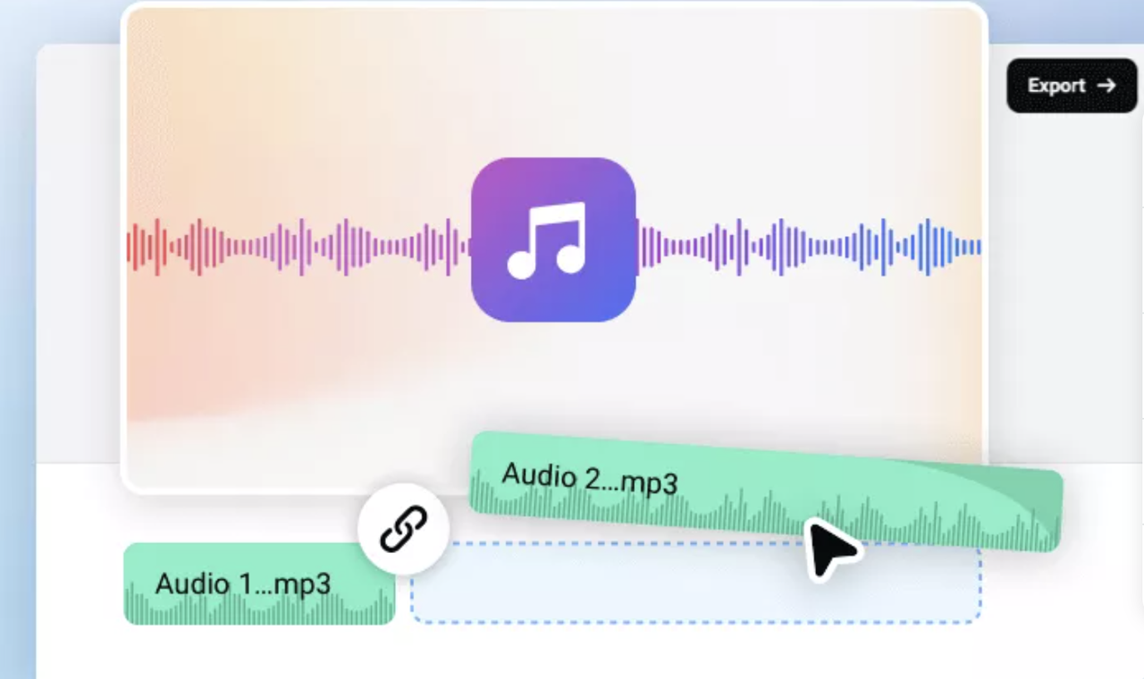 Image showing how to combine 2 MP3 files with FlexClip