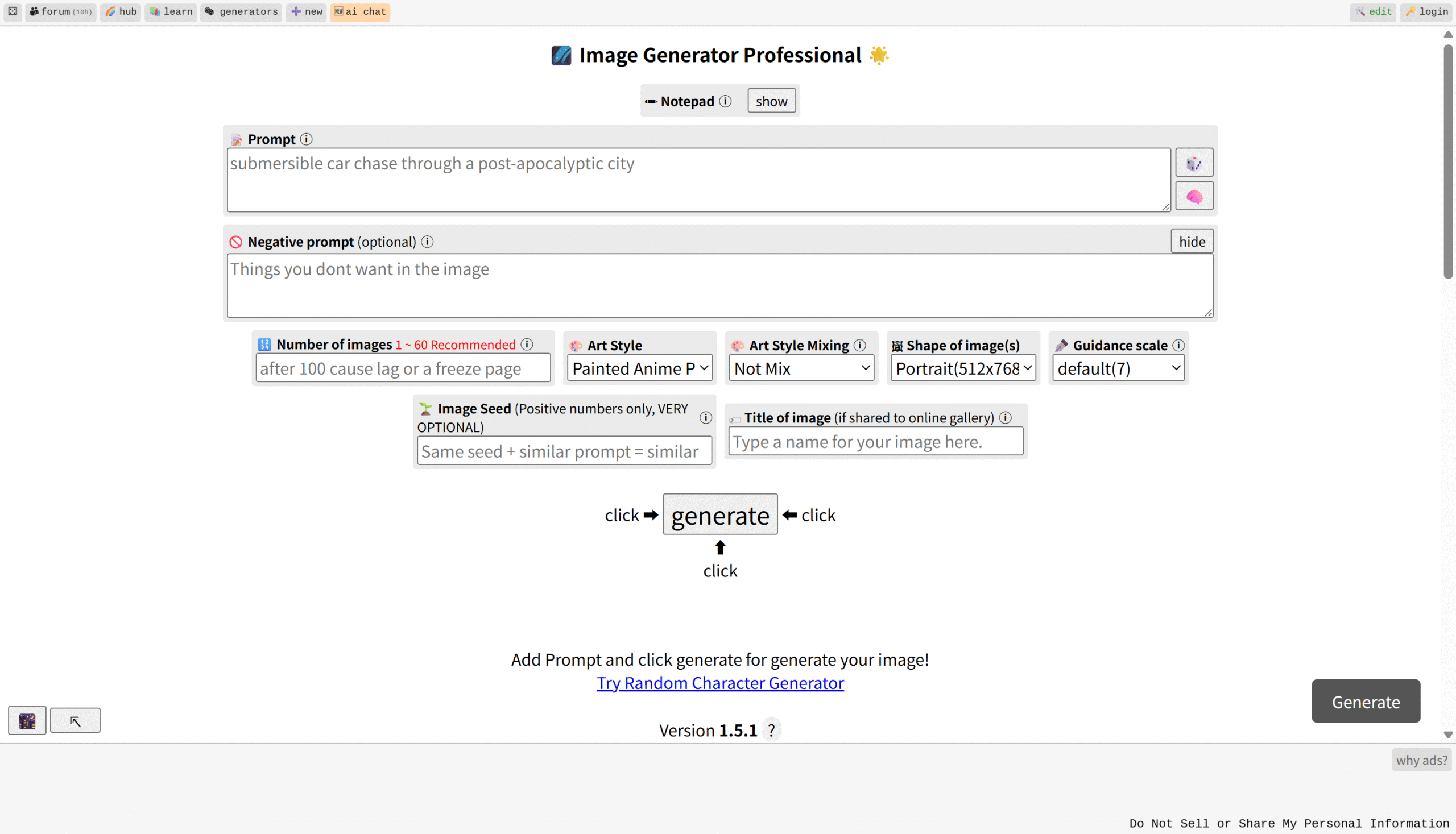 Perchance AI image generator