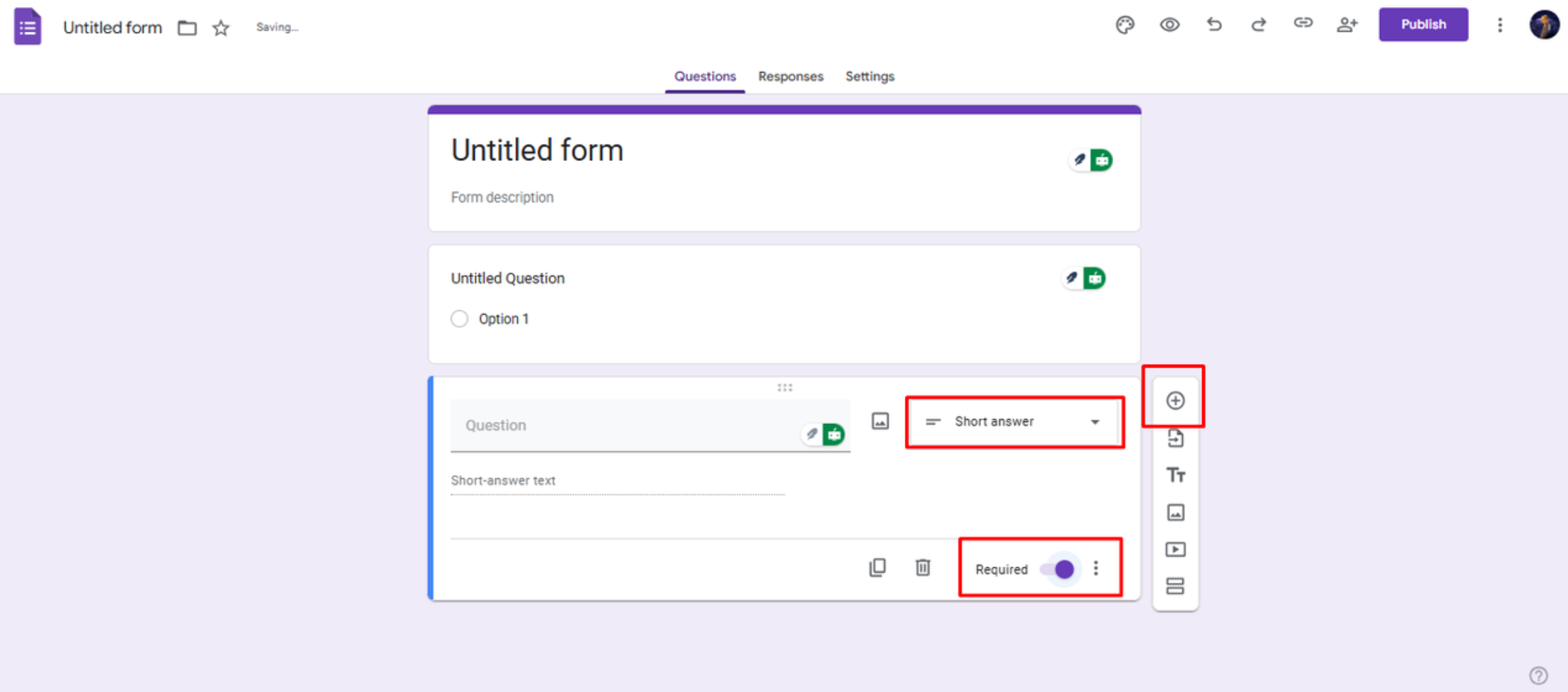 Adding and customizing questions