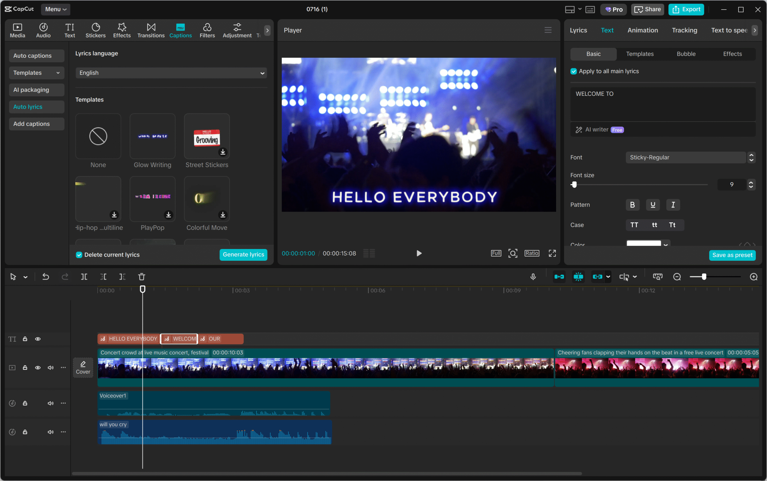 Interface of the CapCut desktop video editor