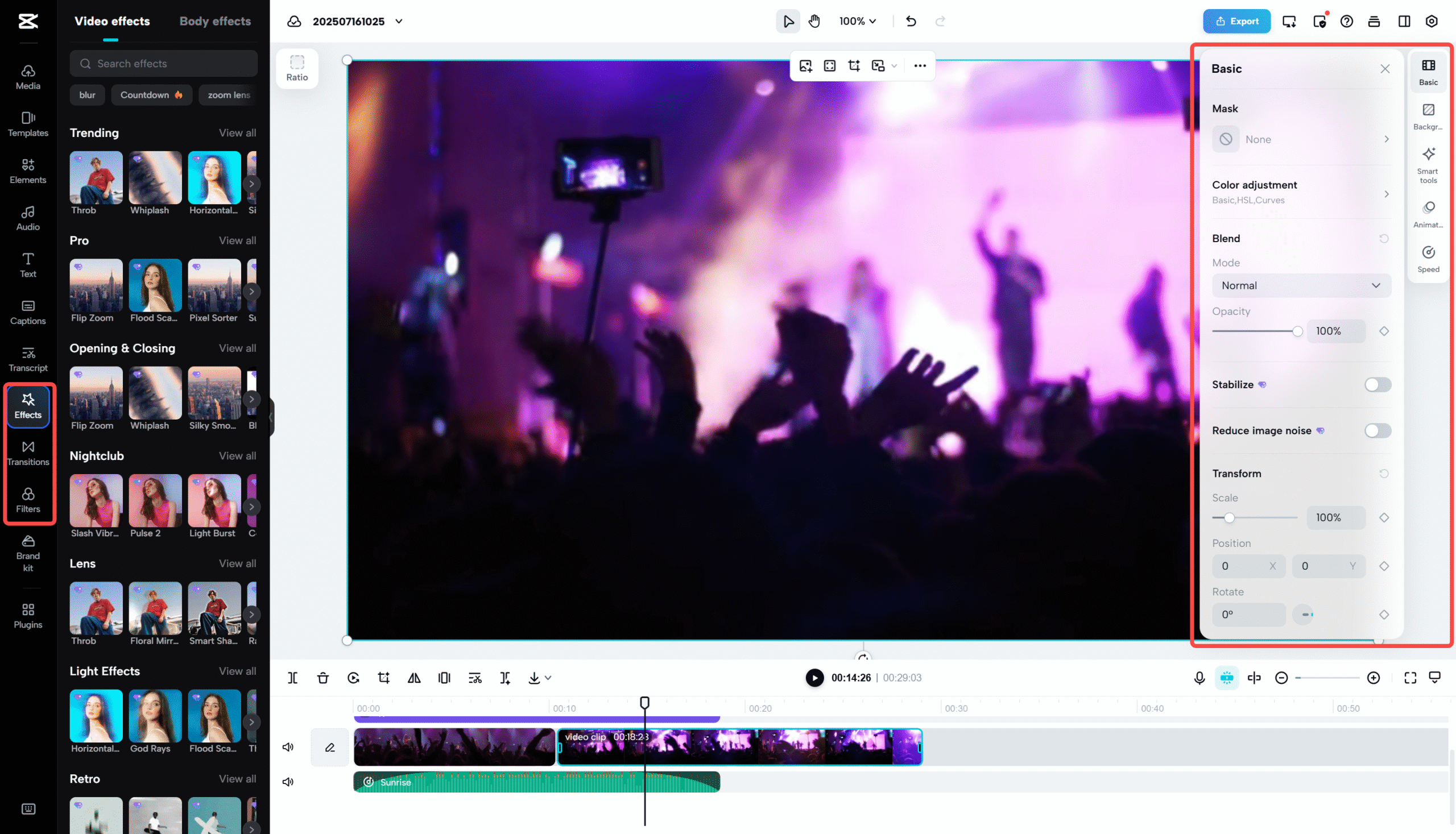 video editing options