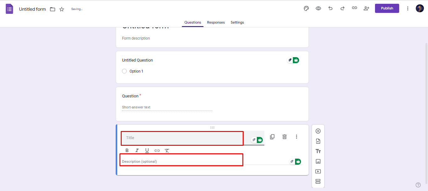 Adding a title on TikTok Google Form