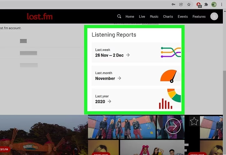 Showing how to check Spotify listening time with Last.FM