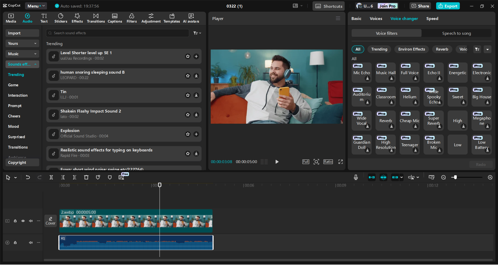 Interface of the CapCut desktop video editor - the best way to add music to your video content