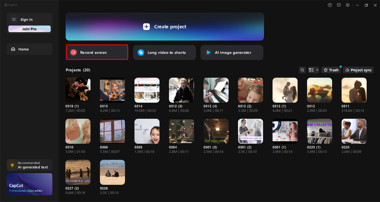 Uploading video to the CapCut desktop video editor