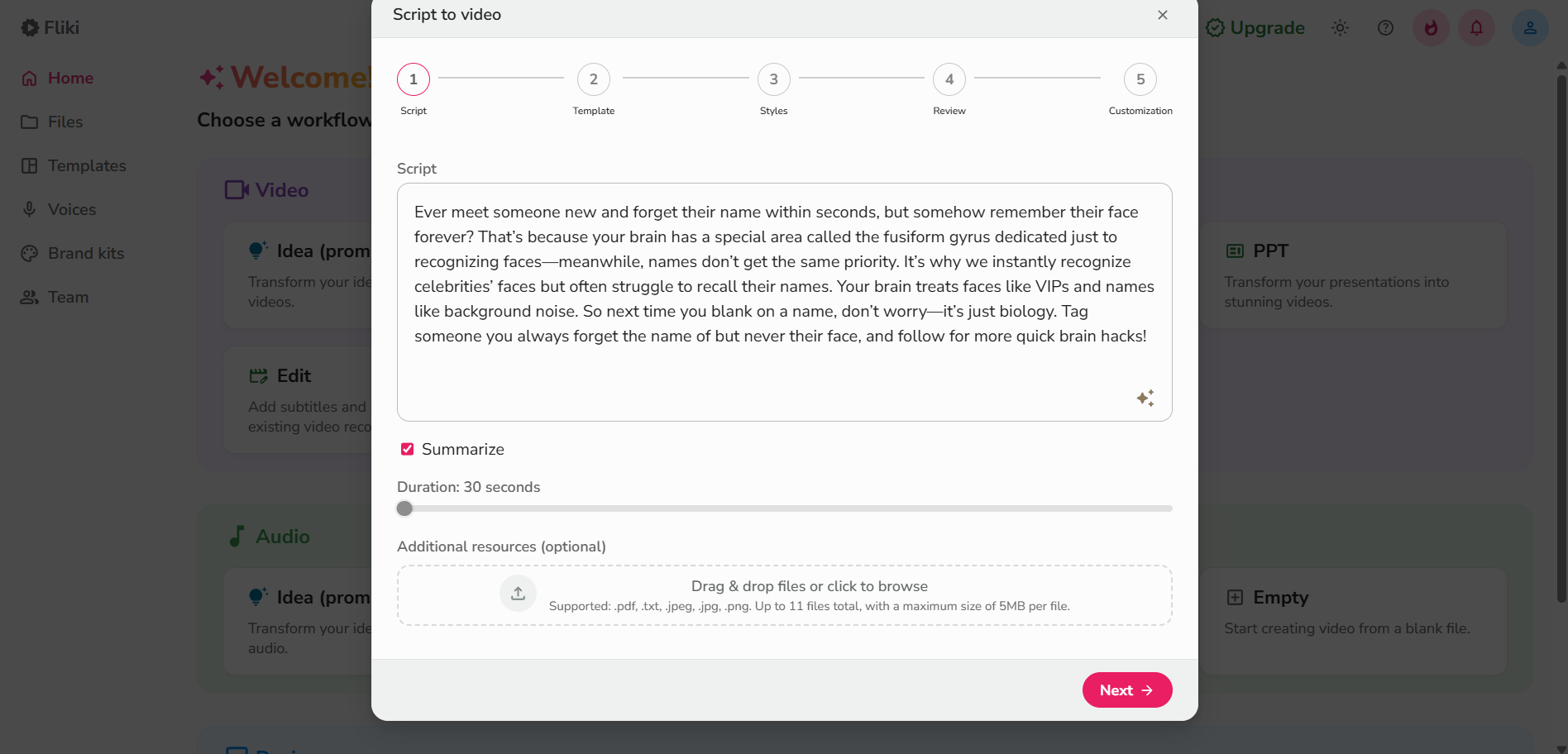 Add your script