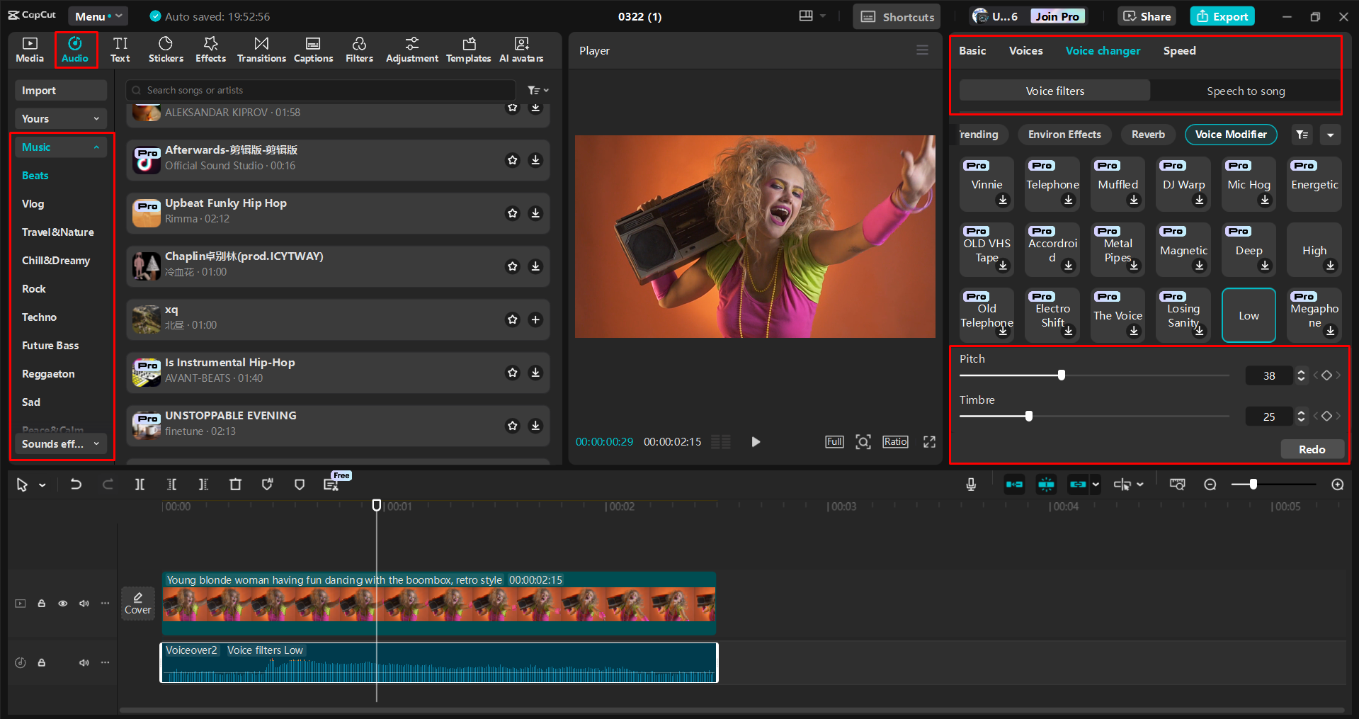 Adding and editing a soundtrack in videos with the CapCut desktop video editor