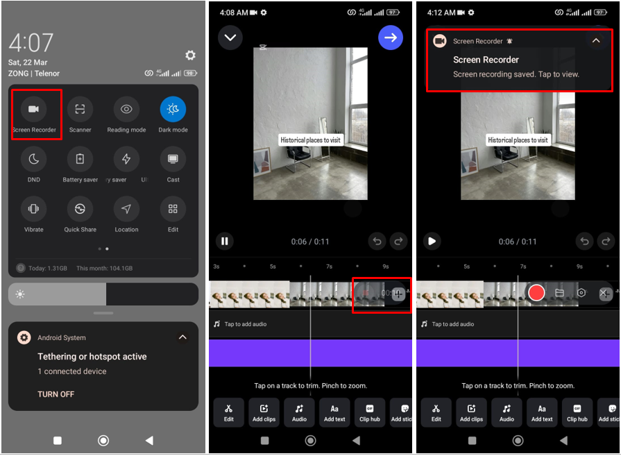 Image showing how to download the Instagram reel draft by screen recording