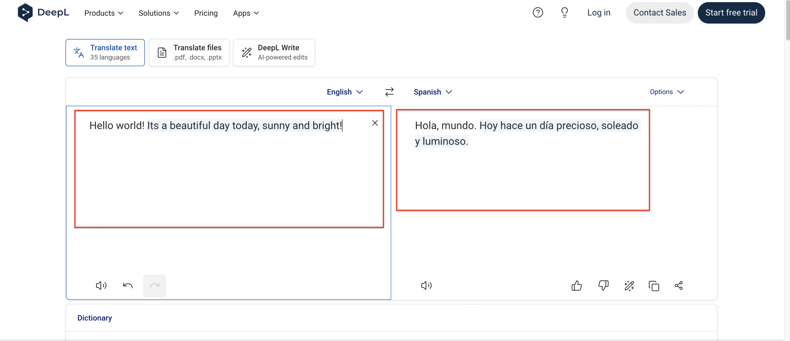 Paste text for translation