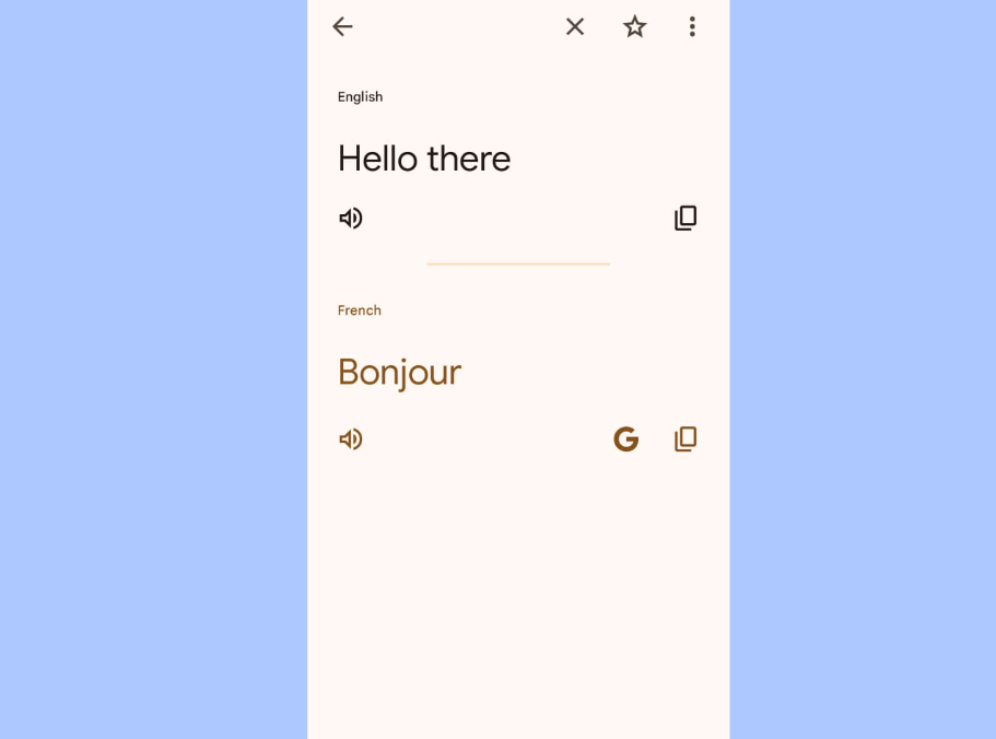 Typing or pasting text in the Google Translate app