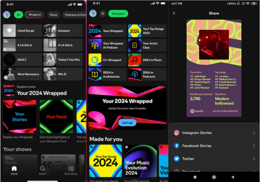 Showing how to check minutes listened on Spotify
