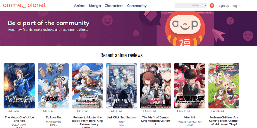 anime-planet anime streaming website